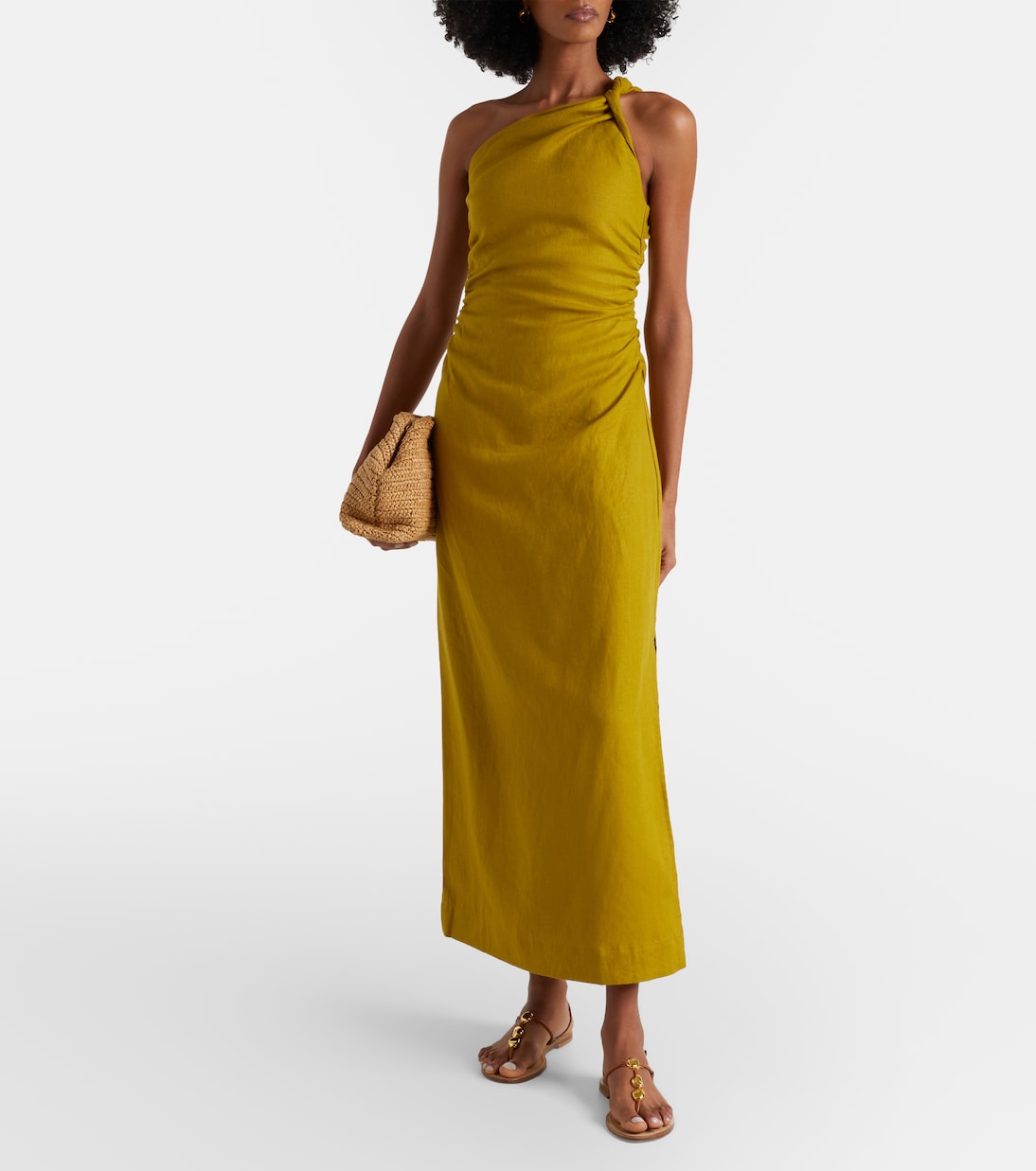 One-Shoulder-Midikleid Jomana aus Leinen | Faithfull