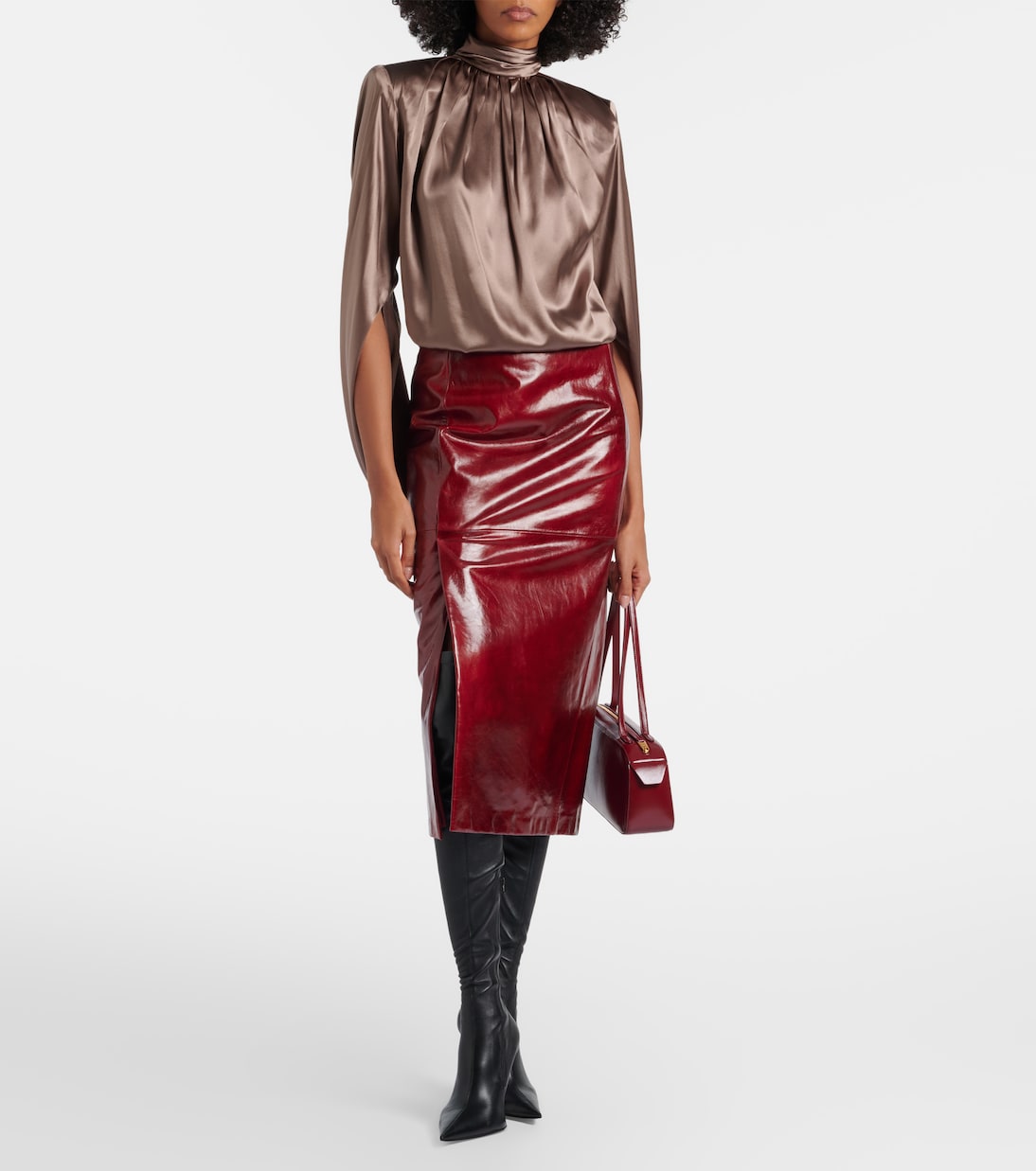 Draped silk-blend satin top | Mugler