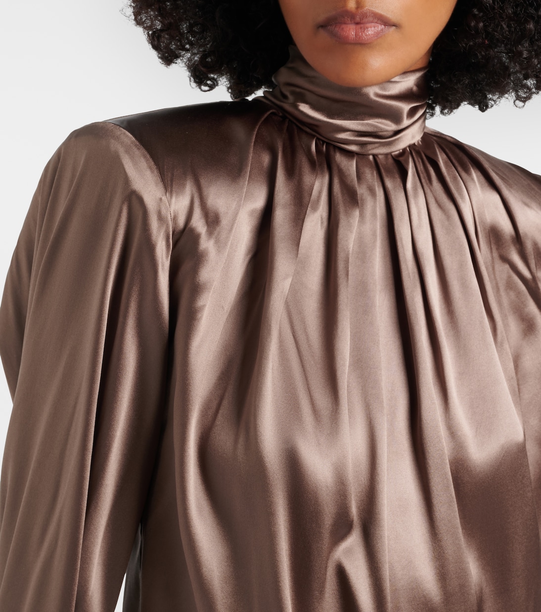 Draped silk-blend satin top | Mugler