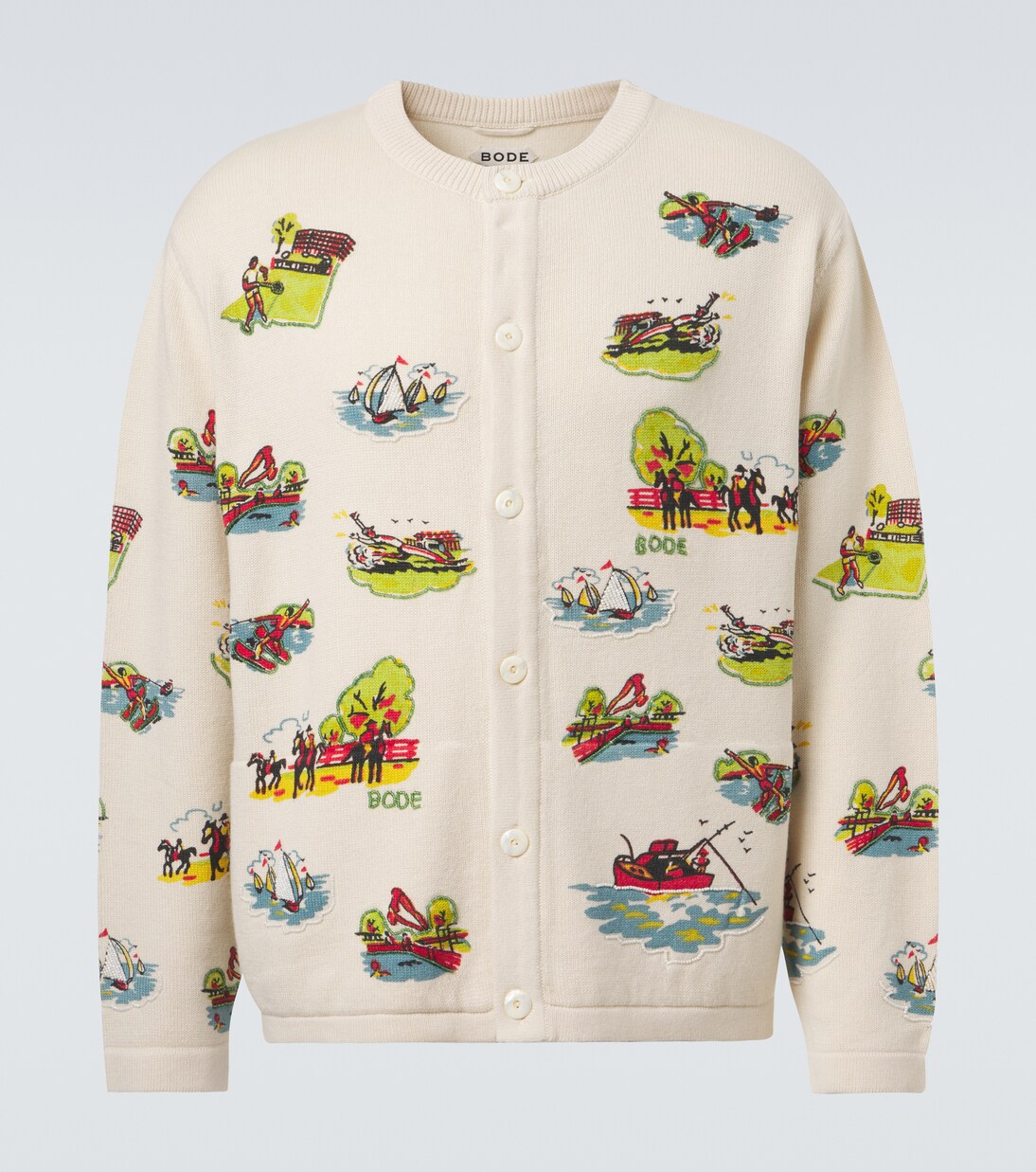 Beaded Camp wool and cotton cardigan | Bode