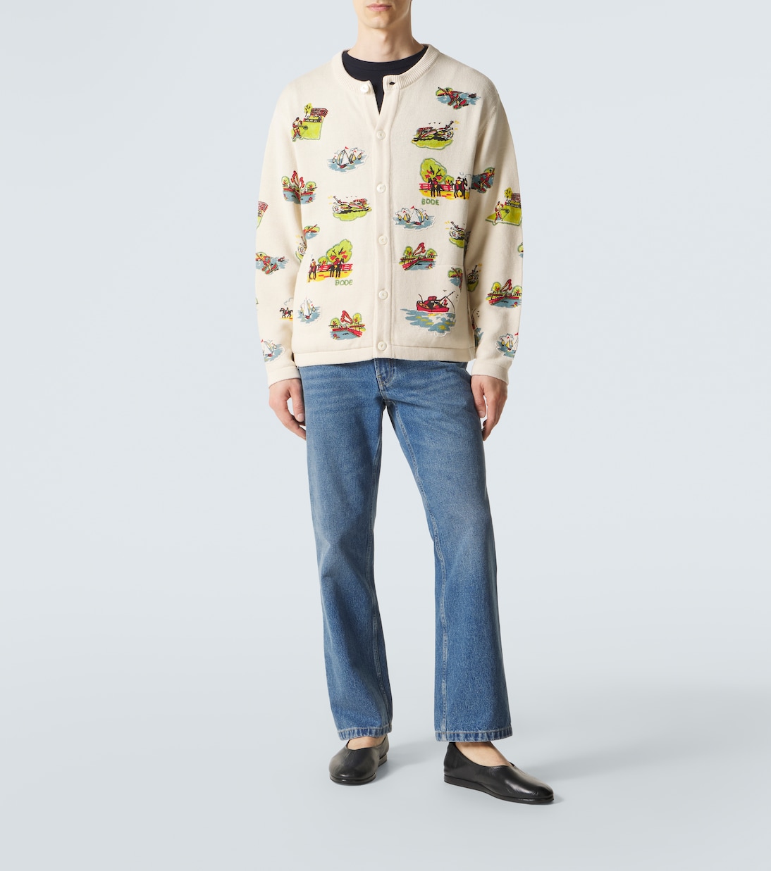 Beaded Camp wool and cotton cardigan | Bode