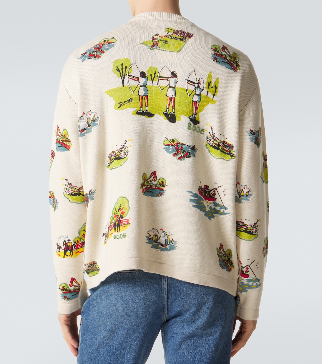 Beaded Camp wool and cotton cardigan | Bode