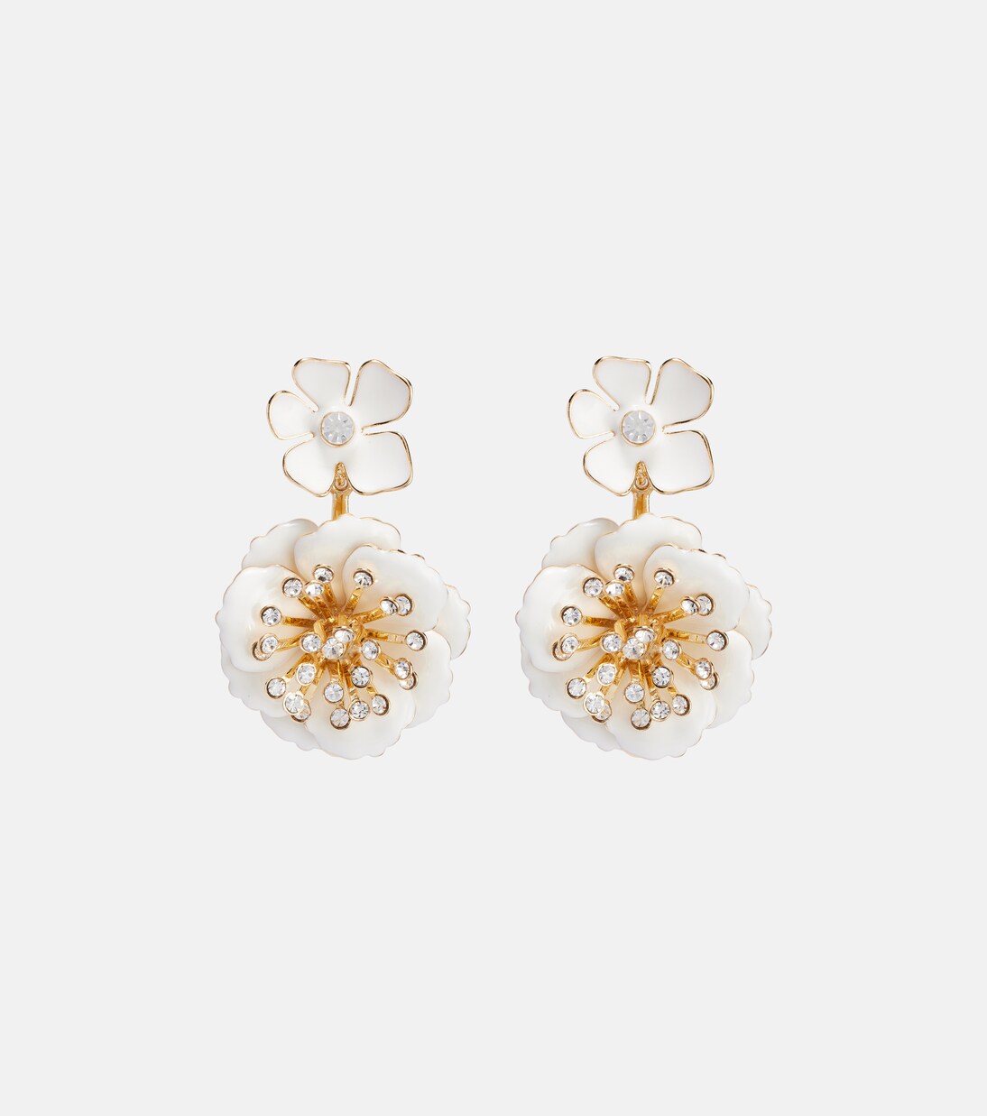 Crystal-embellished floral drop earrings | Carolina Herrera