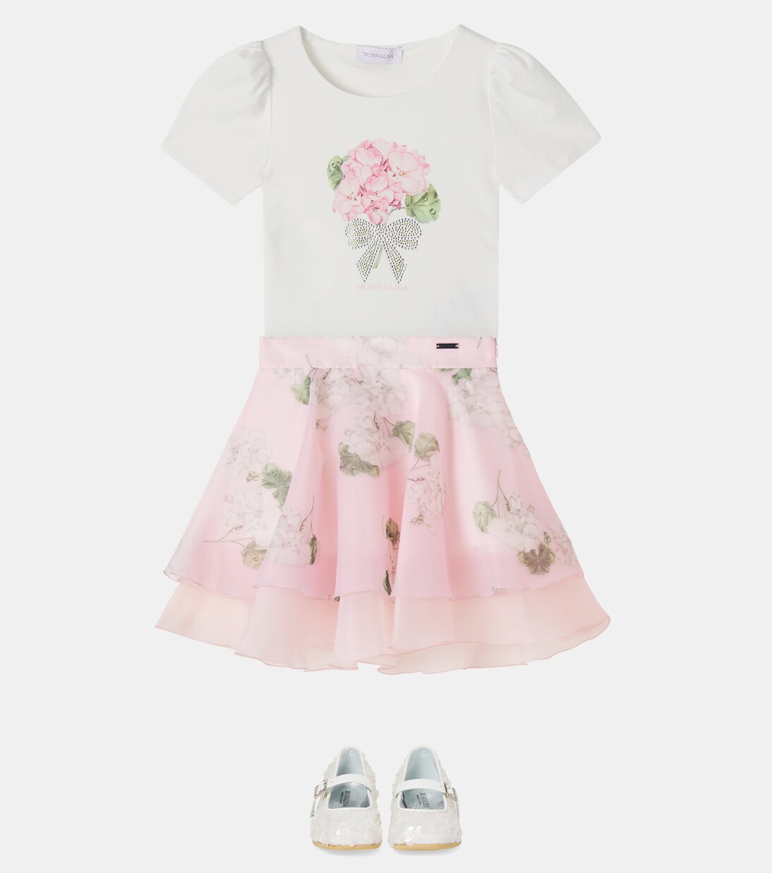 Floral cotton-blend jersey T-shirt | Monnalisa