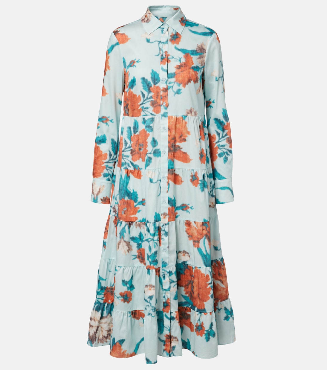 Floral tiered cotton shirt dress | Erdem