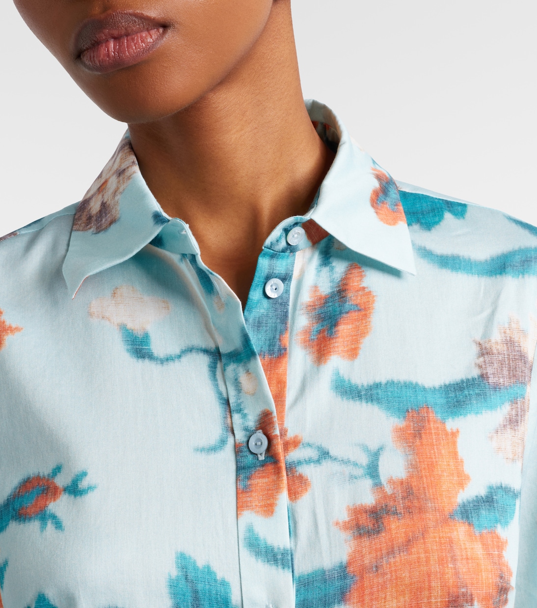 Floral tiered cotton shirt dress | Erdem