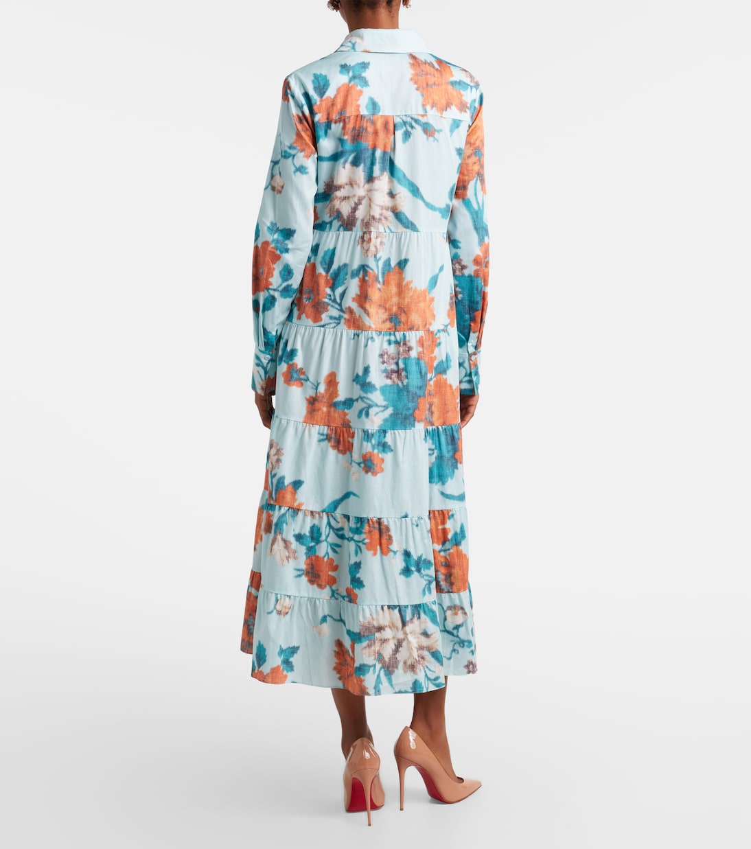 Floral tiered cotton shirt dress | Erdem