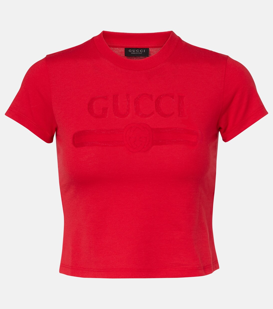 T-shirt cropped in misto cotone con logo | Gucci