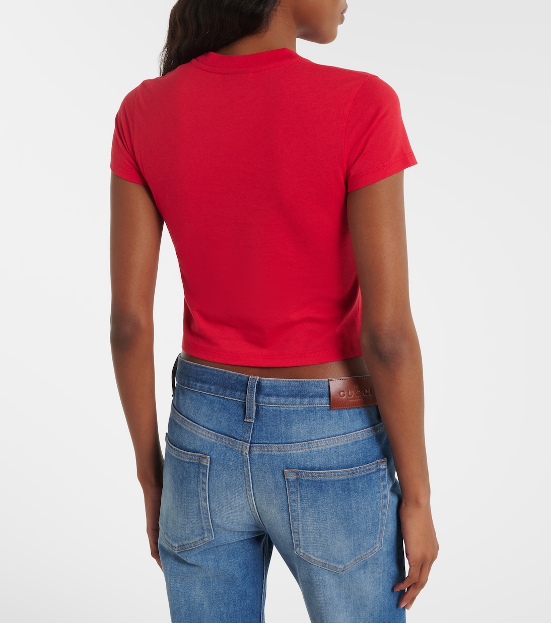 T-shirt cropped in misto cotone con logo | Gucci