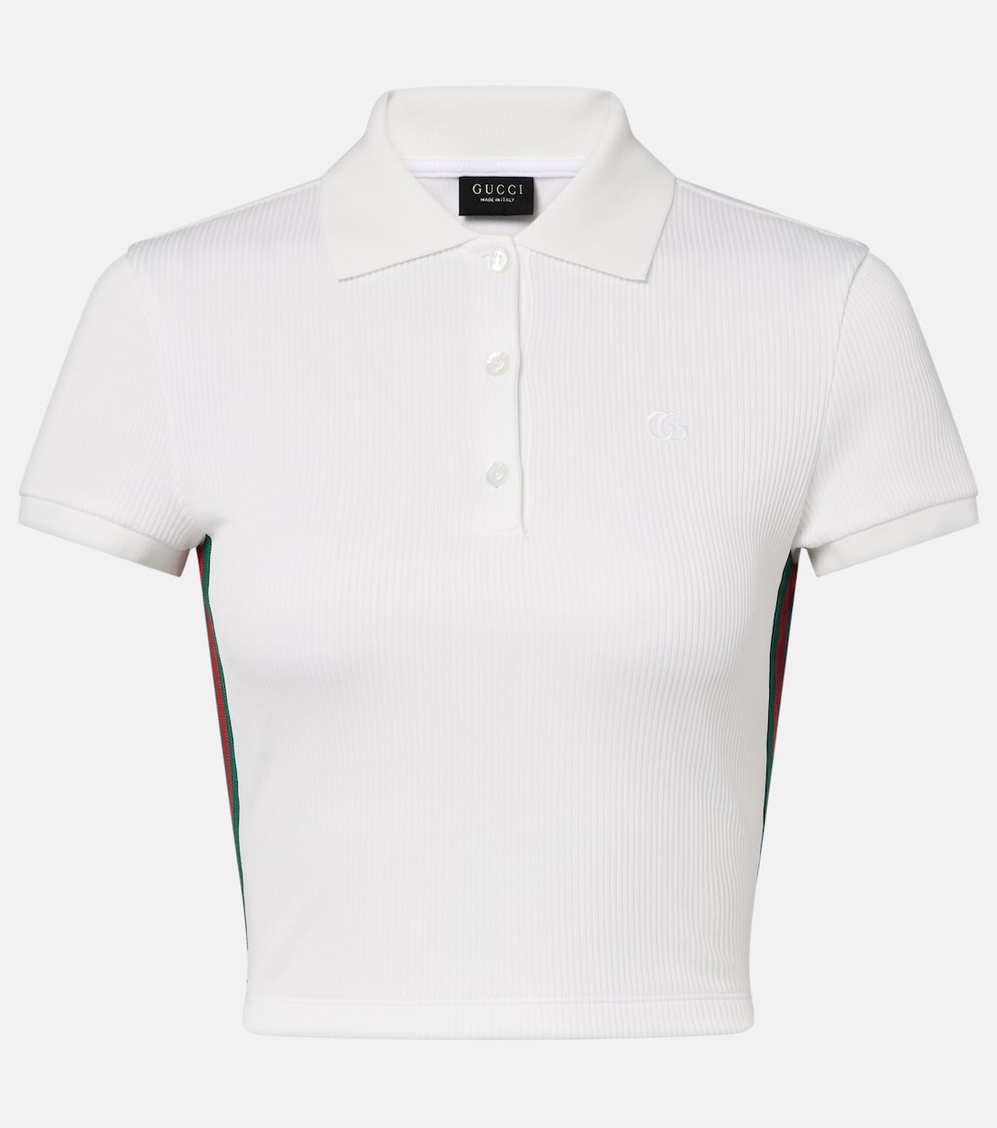 Cropped-Poloshirt Web Stripe aus Rippstrick | Gucci