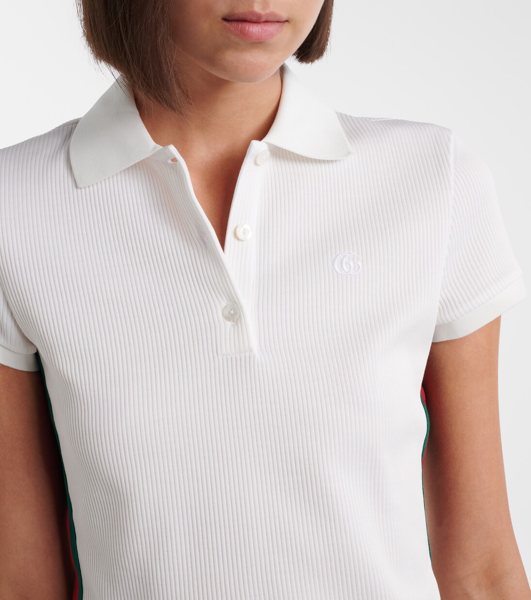 Cropped-Poloshirt Web Stripe aus Rippstrick | Gucci