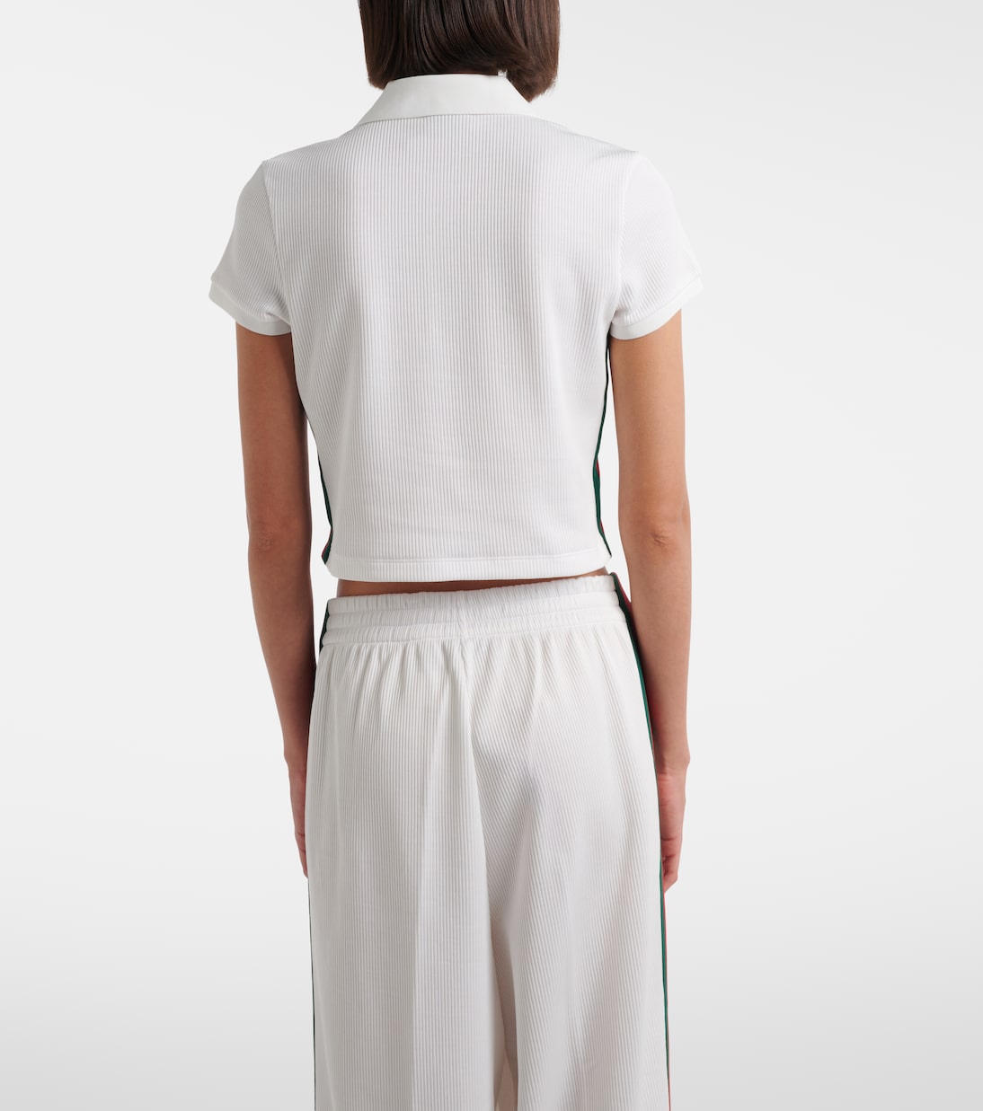 Cropped-Poloshirt Web Stripe aus Rippstrick | Gucci