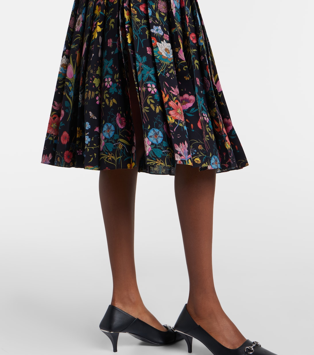 Pleated floral silk midi skirt | Gucci