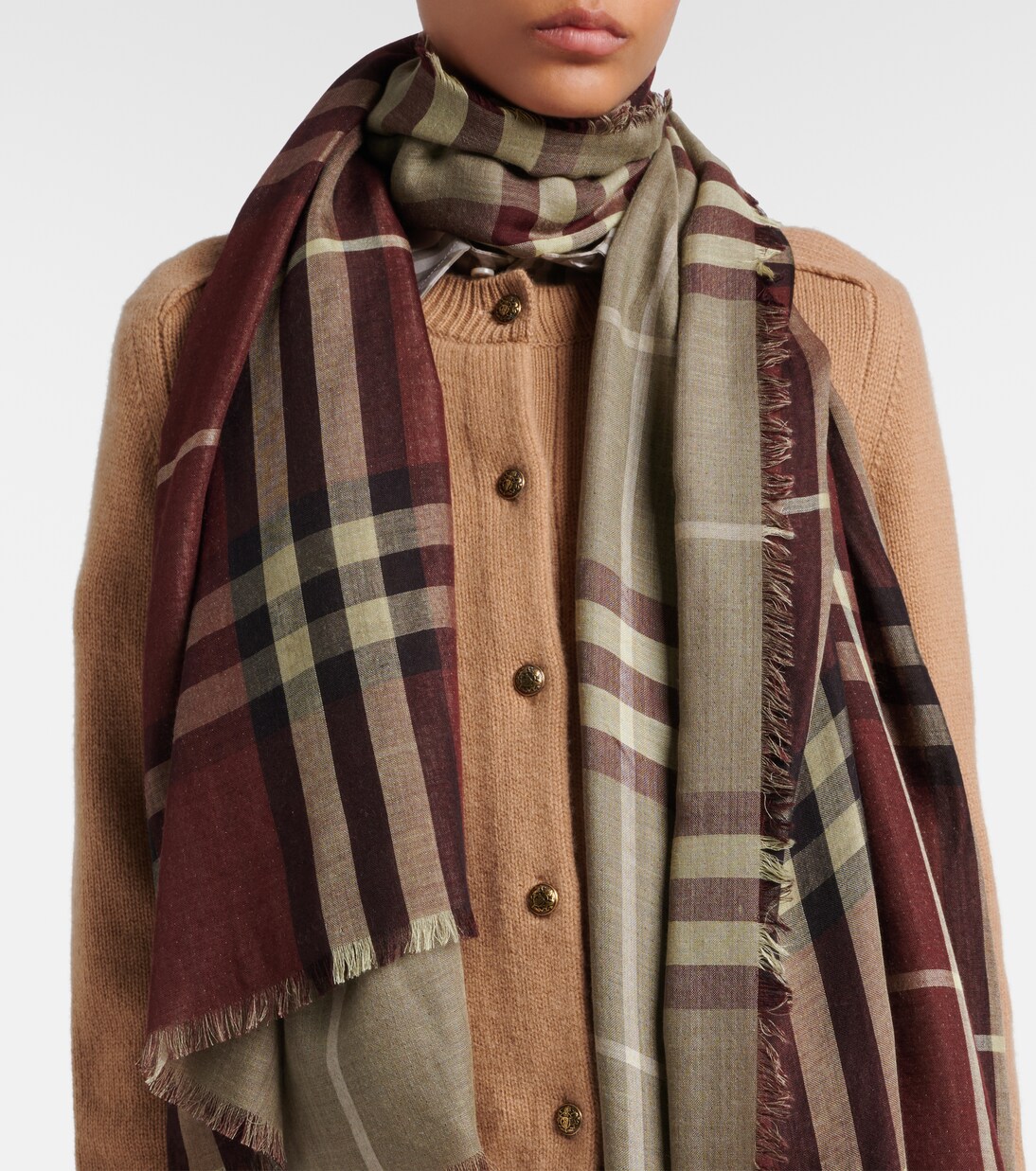 شال من الصوف والحرير Burberry Check  | Burberry