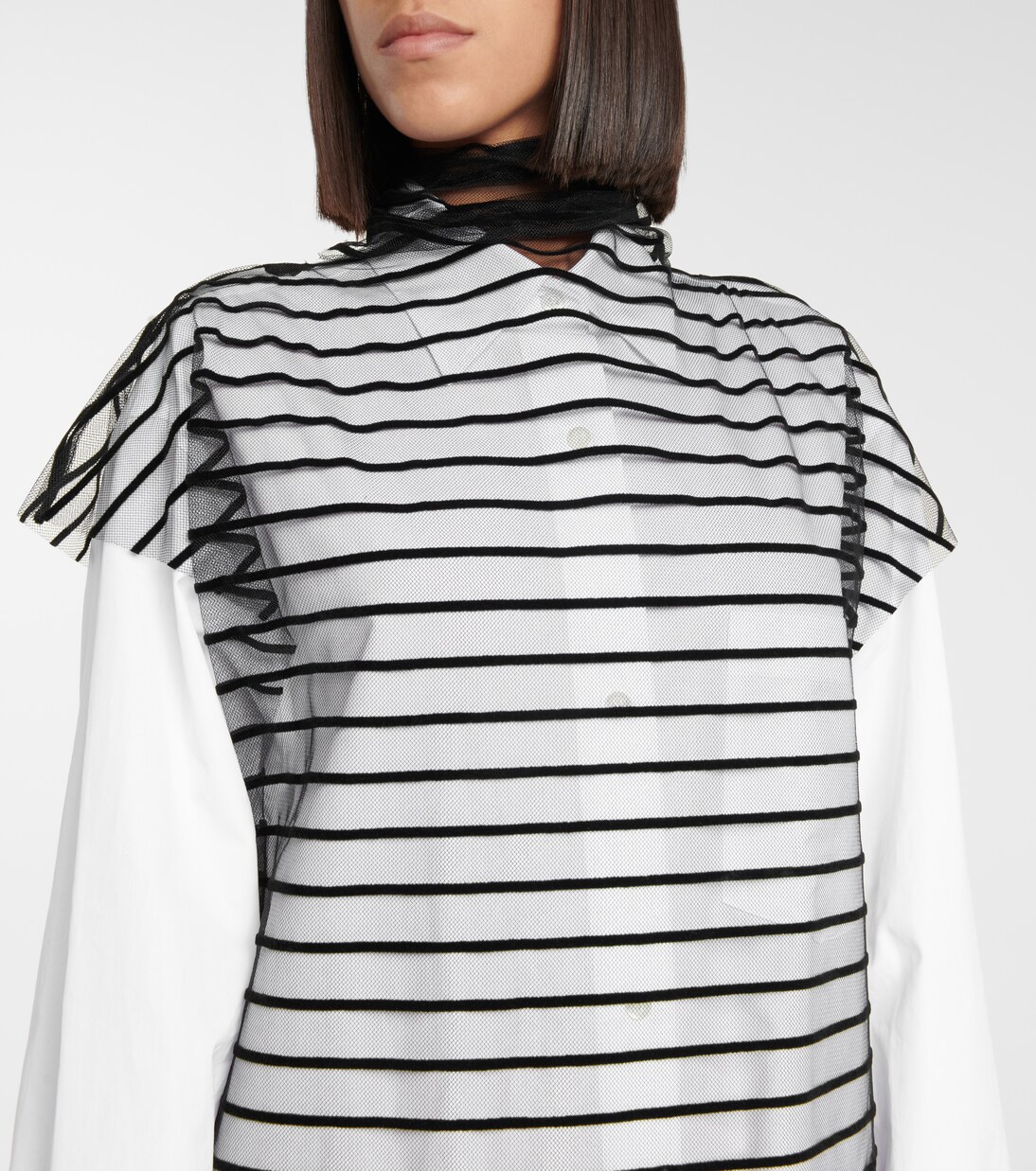 Top en tulle à rayures avec nœud | Dries Van Noten