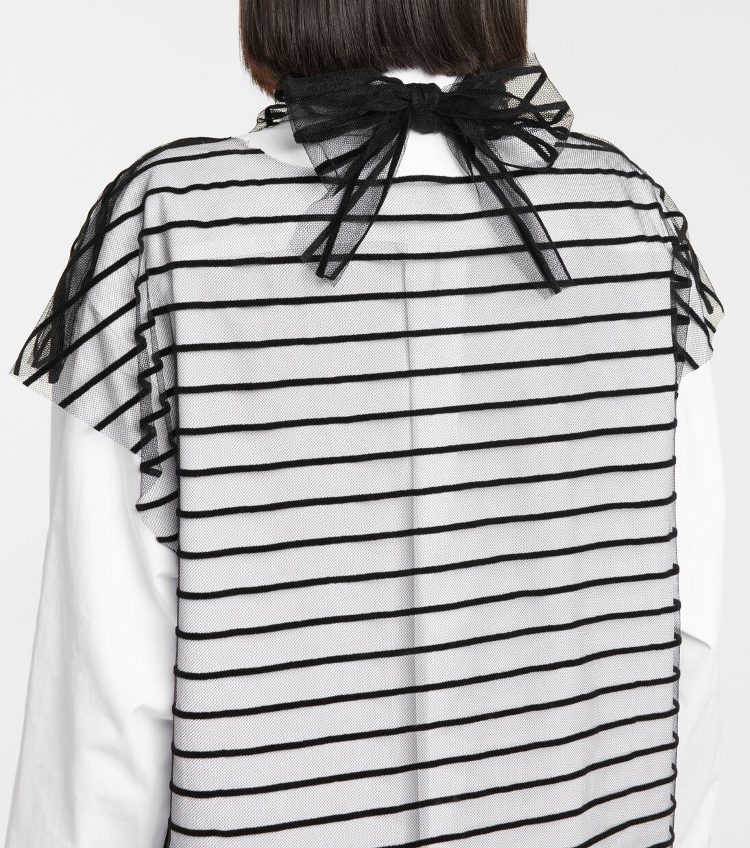 Top en tulle à rayures avec nœud | Dries Van Noten