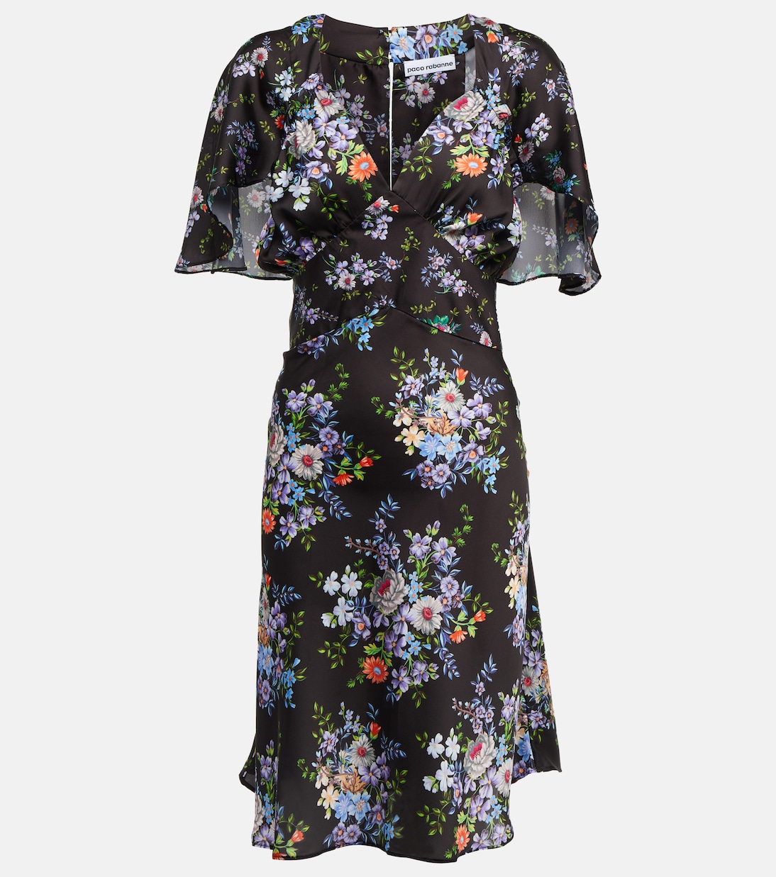 Robe midi en satin à fleurs | Rabanne