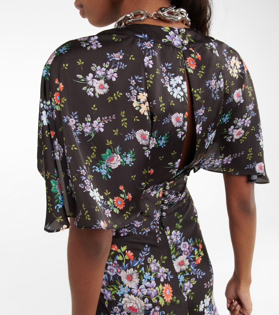 Robe midi en satin à fleurs | Rabanne