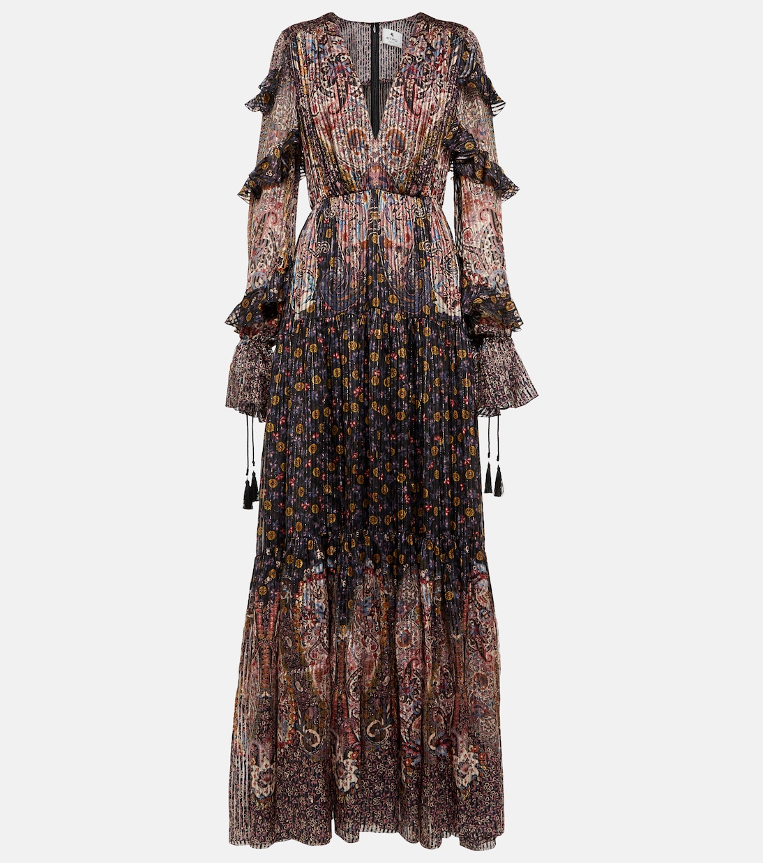 Robe longue en soie mélangée à motif cachemire | Etro