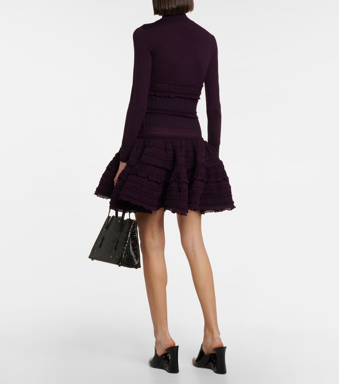 Vestido corto de lana virgen con volantes | Alaïa