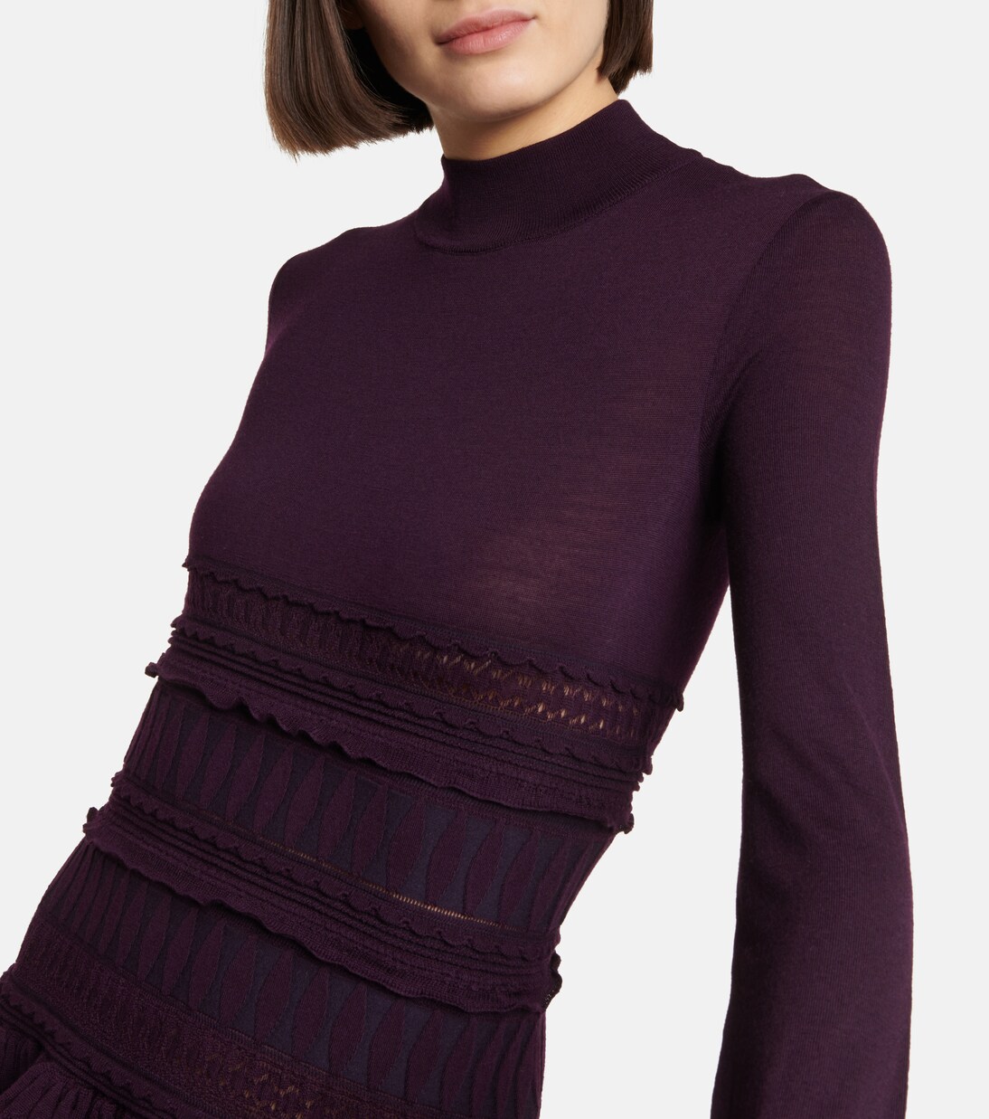 Vestido corto de lana virgen con volantes | Alaïa