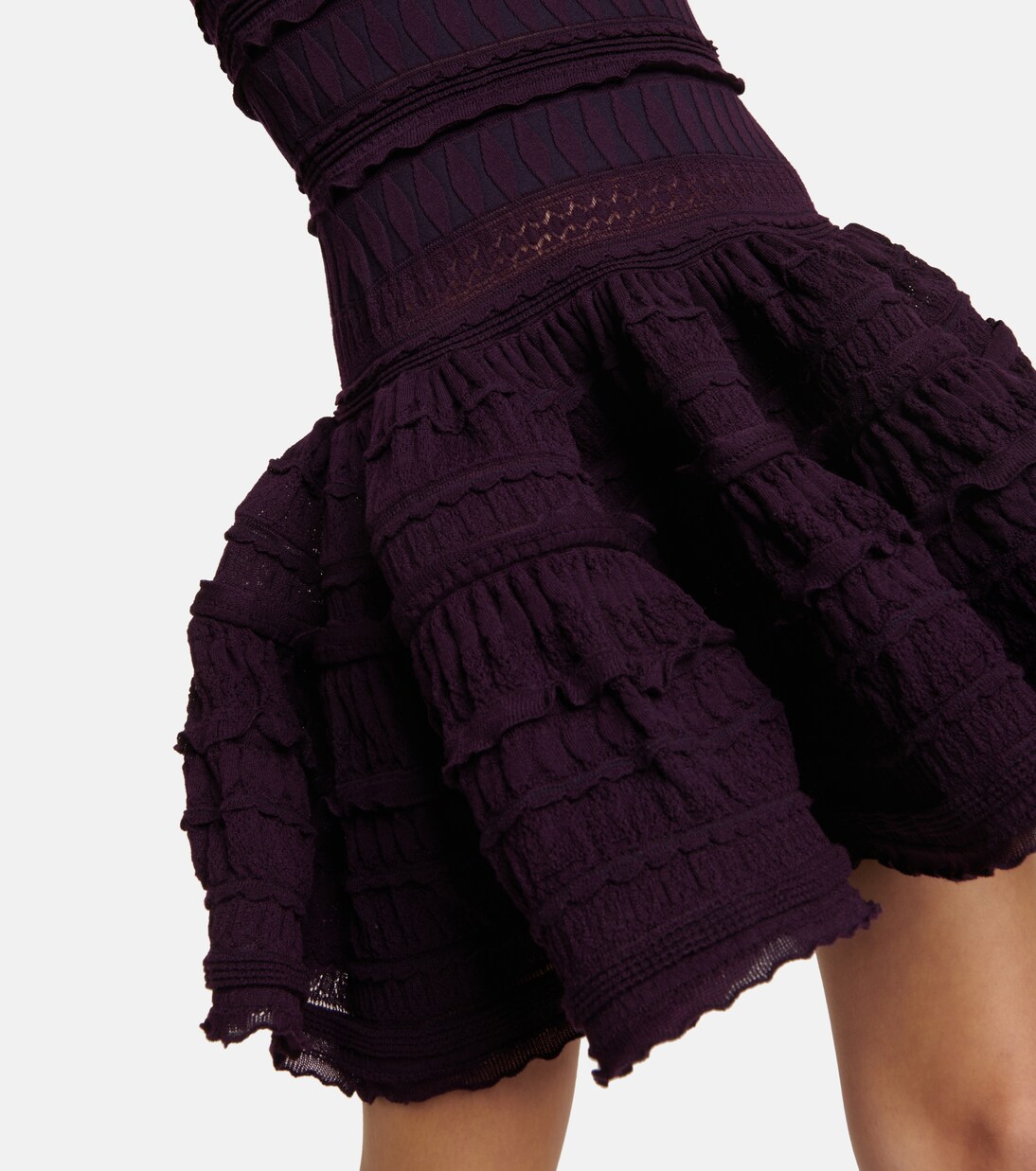 Vestido corto de lana virgen con volantes | Alaïa