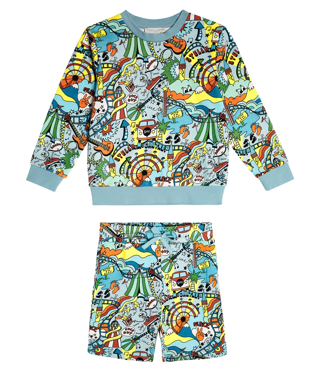 Printed cotton fleece sweatshirt and shorts set | Stella McCartney Kids