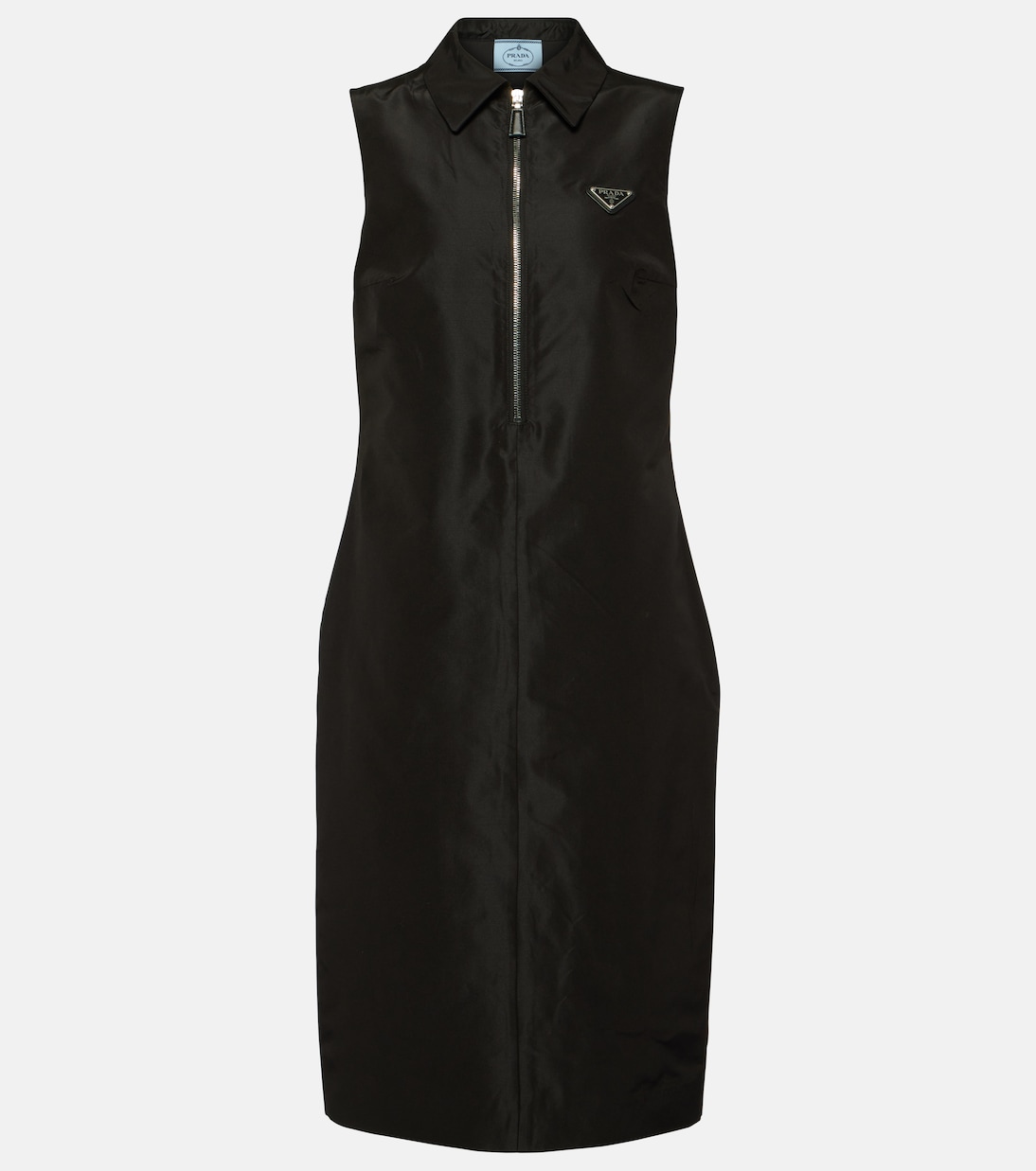 Half-zip silk-blend midi dress  | Prada
