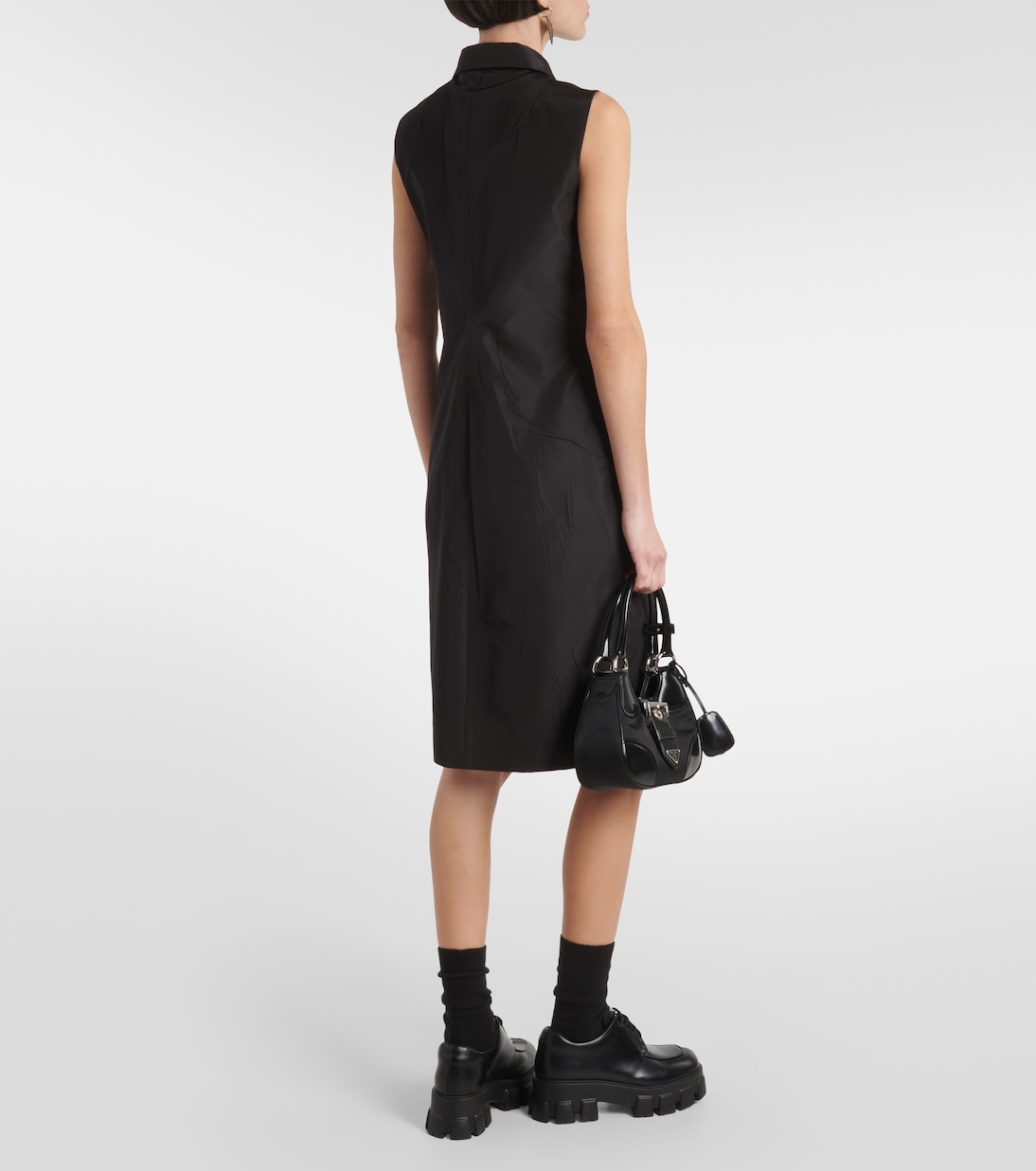 Half-zip silk-blend midi dress  | Prada