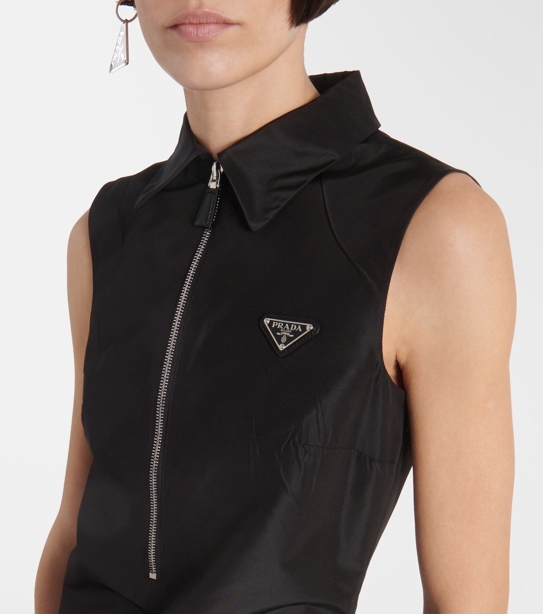 Half-zip silk-blend midi dress  | Prada