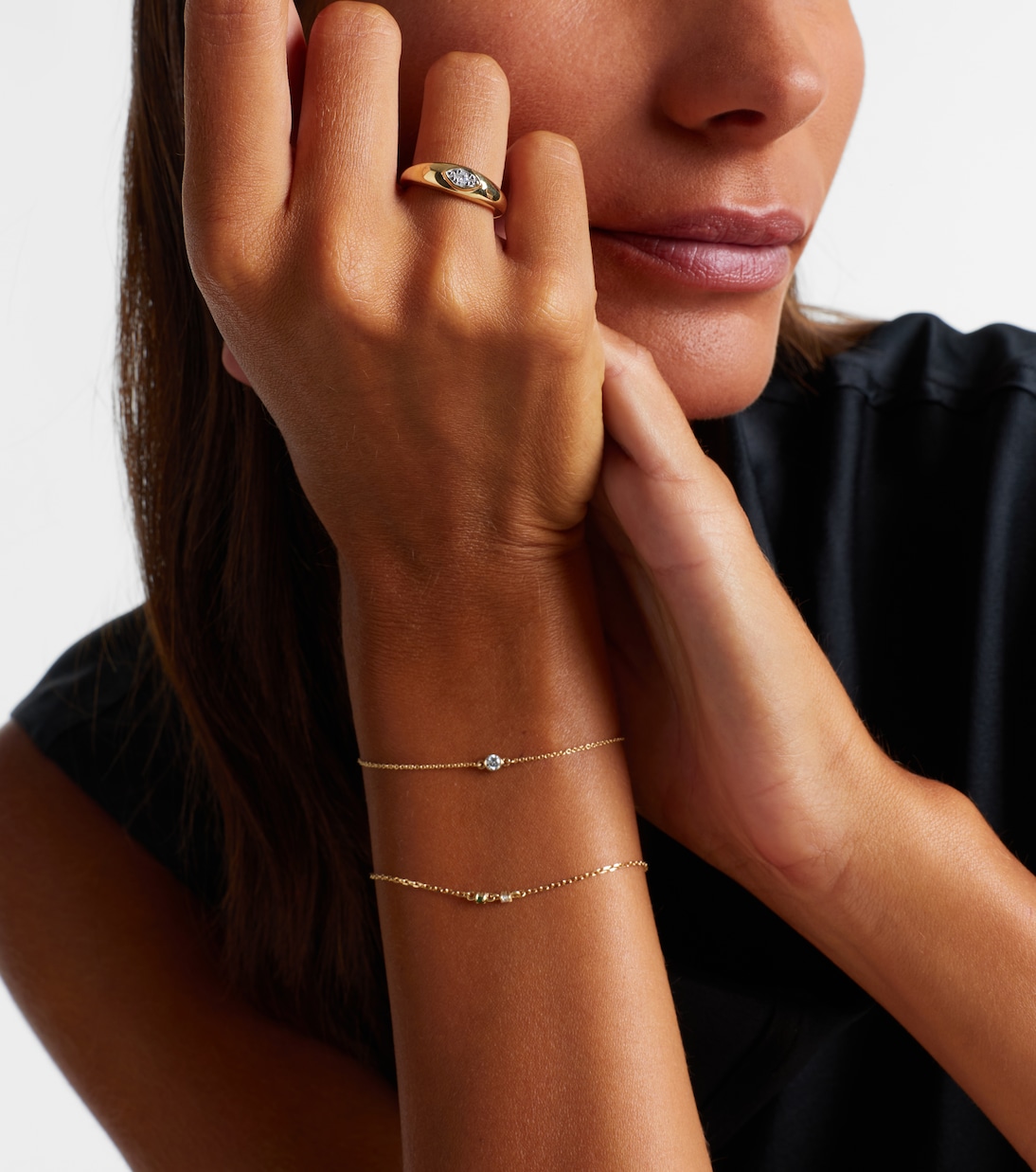 Anillo Muse de oro de 10 ct con diamantes | Stone and Strand