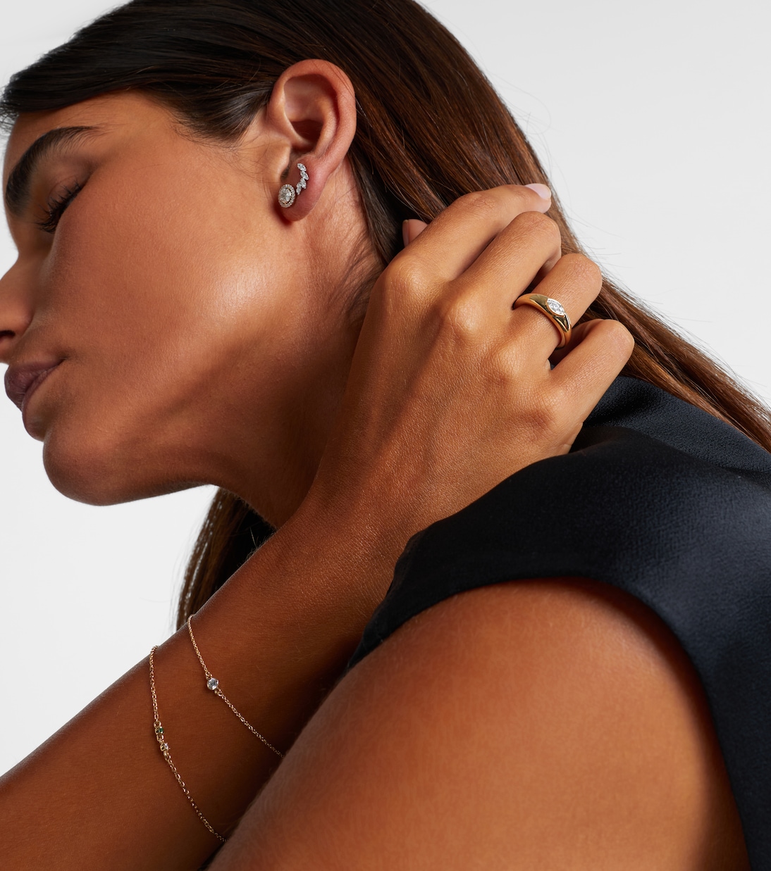 Anillo Muse de oro de 10 ct con diamantes | Stone and Strand