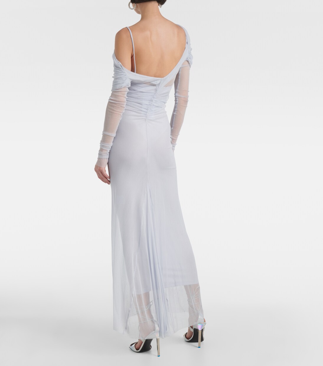 Robe longue en tulle à encolure bardot | Christopher Esber