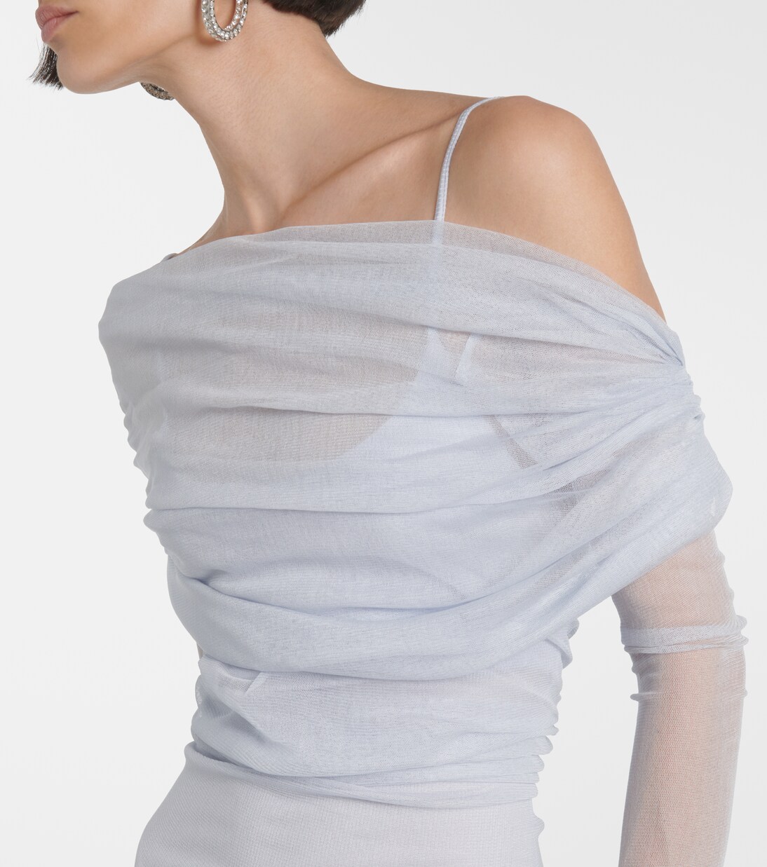 Robe longue en tulle à encolure bardot | Christopher Esber