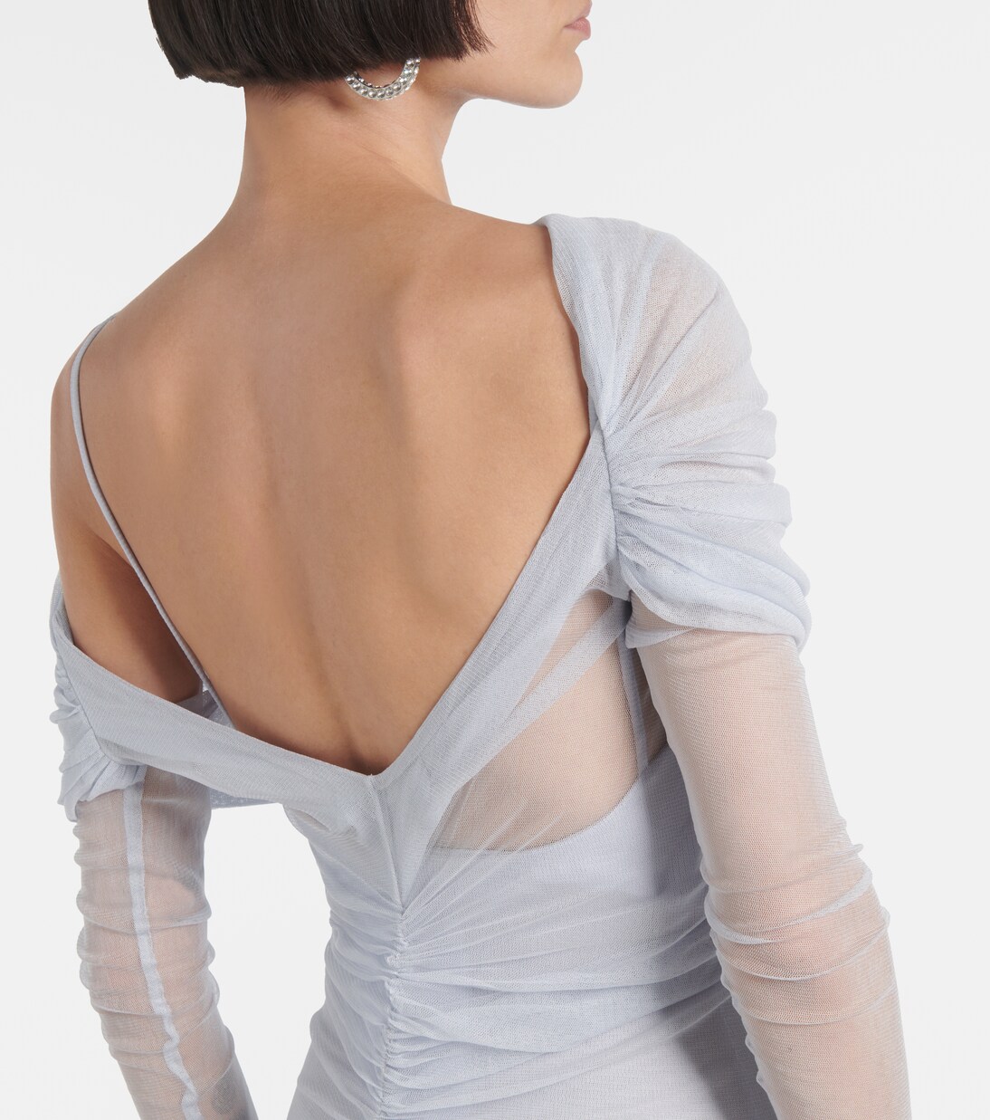 Robe longue en tulle à encolure bardot | Christopher Esber