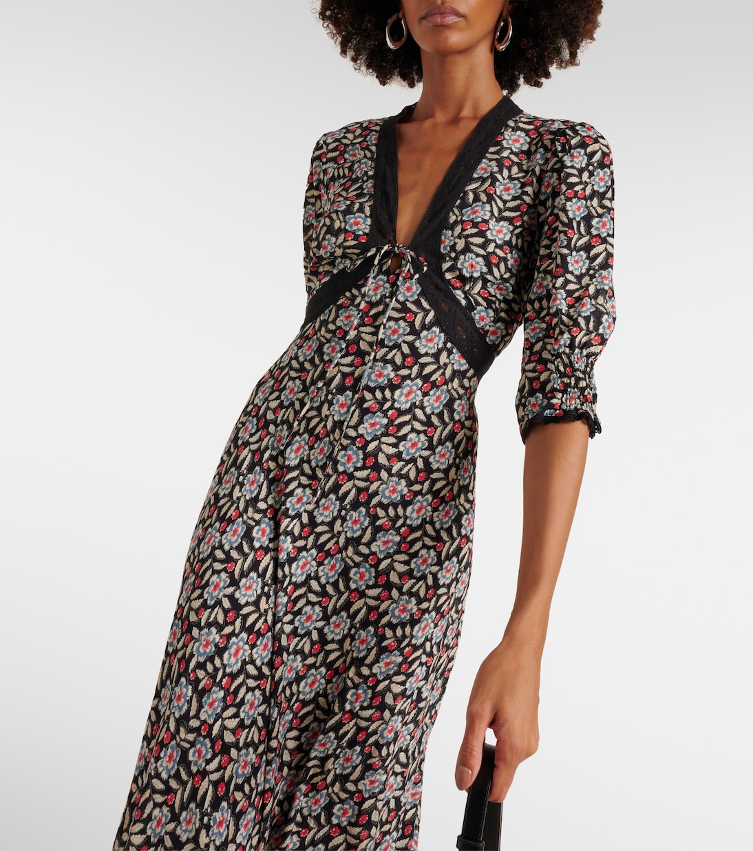 Robe midi Amina en crêpe à fleurs | Rixo