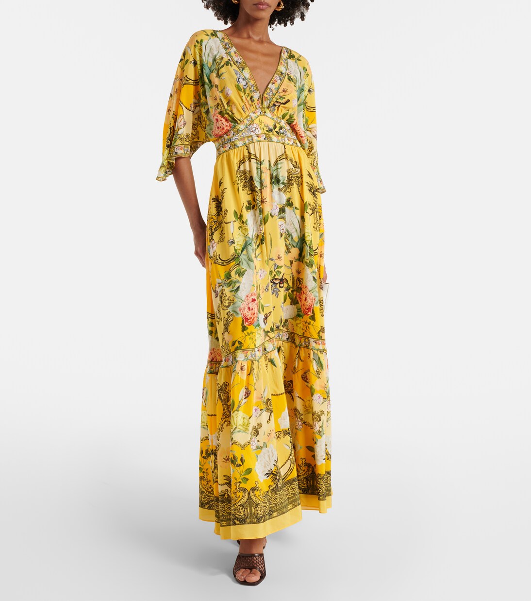 Robe longue Paths of Gold en soie | Camilla
