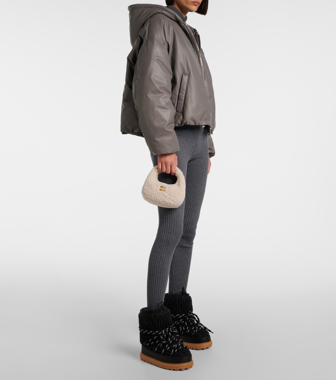 Wander Mini shearling shoulder bag | Miu Miu