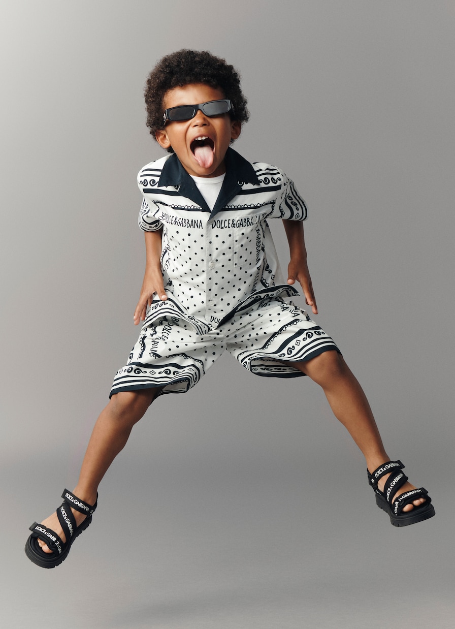 Bandana cotton poplin shorts | Dolce&Gabbana Kids