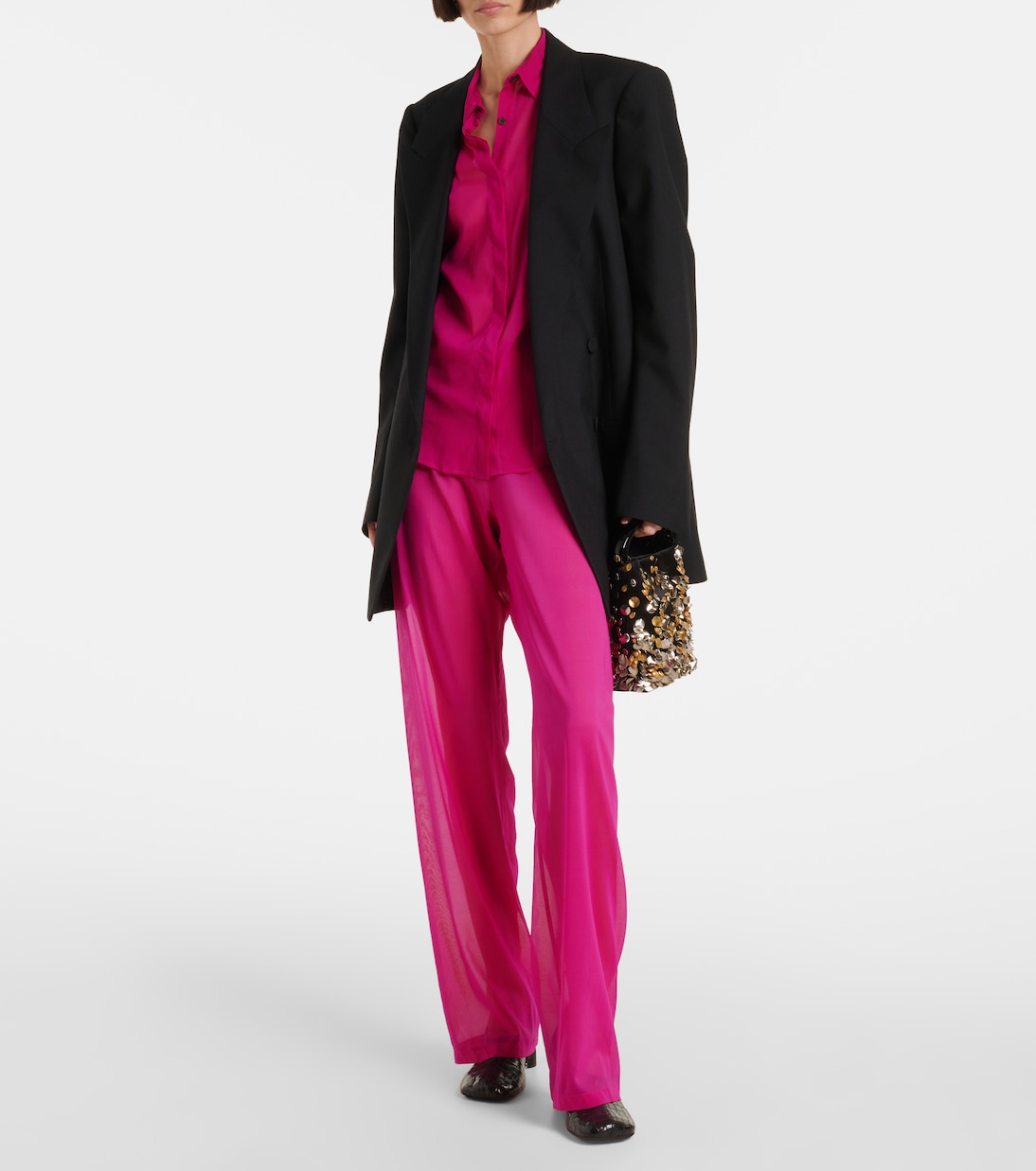 Weite High-Rise-Hose aus einem Seidengemisch | Dries Van Noten