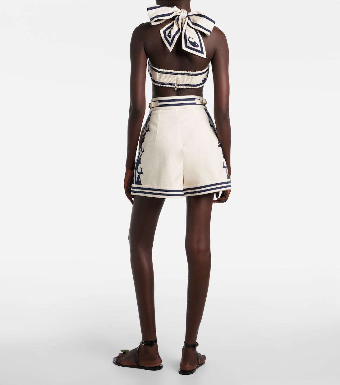 Marine printed cotton shorts  | Alémais