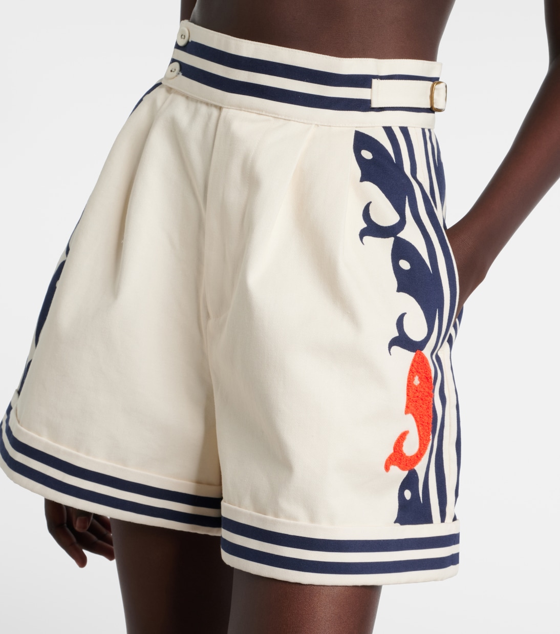 Marine printed cotton shorts  | Alémais