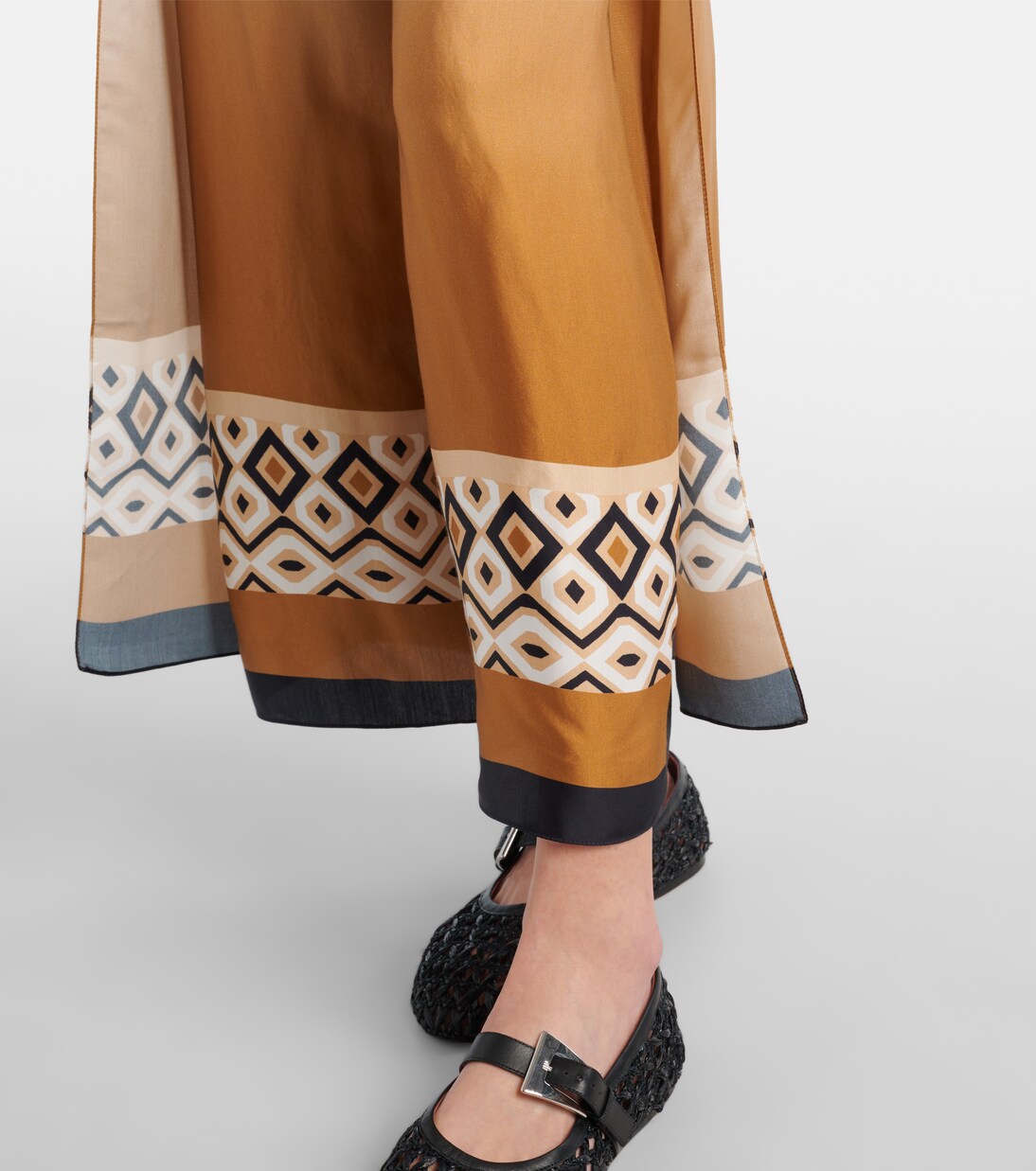 Pantalon ample raccourci imprimé en satin | Max Mara