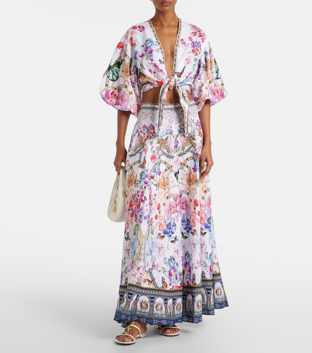 Floral linen crop top | Camilla