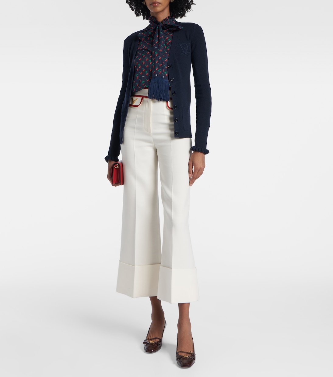 Ruffled virgin wool cardigan | Valentino