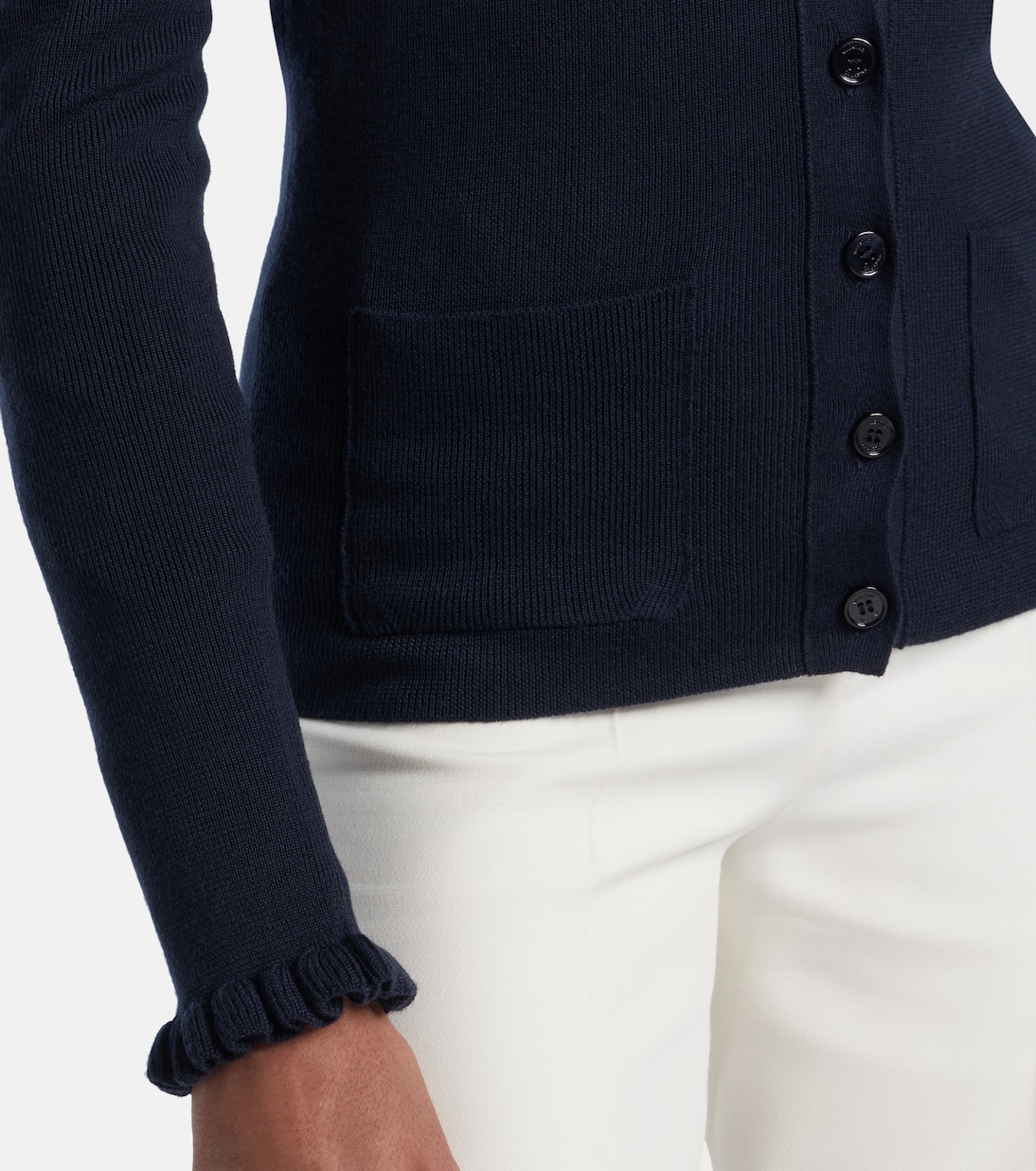 Ruffled virgin wool cardigan | Valentino