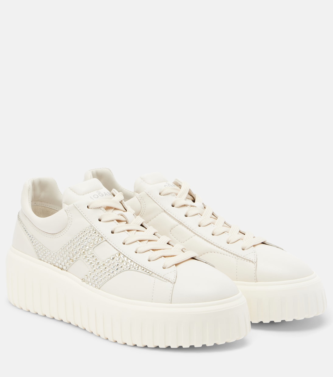 H-Stripes embellished leather sneakers | Hogan