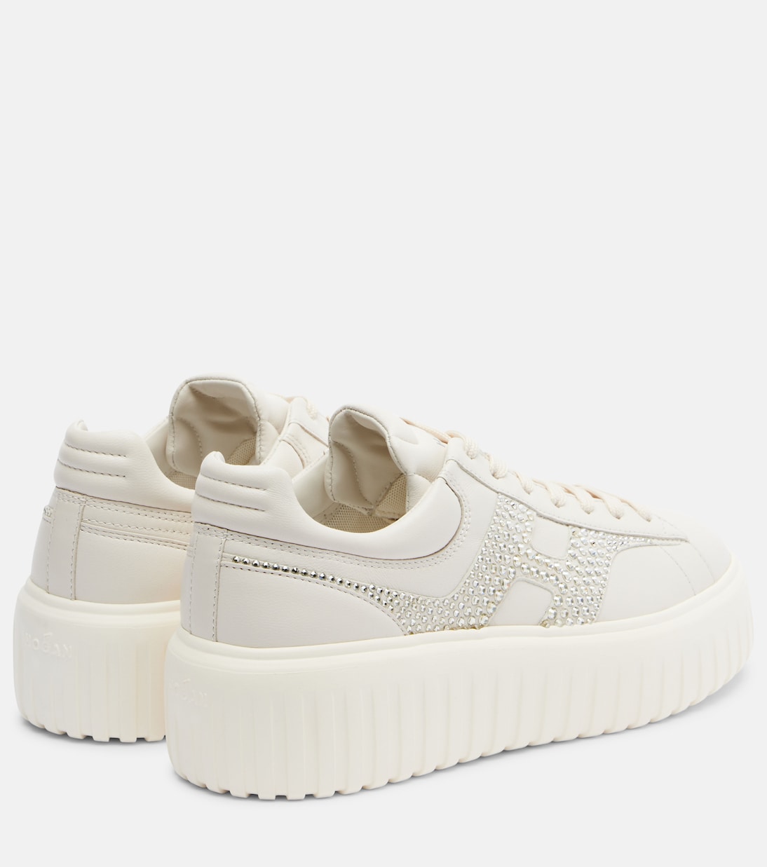 H-Stripes embellished leather sneakers | Hogan