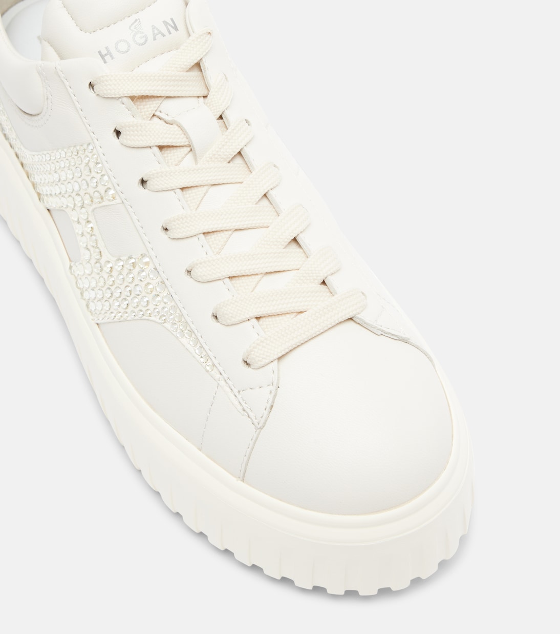 H-Stripes embellished leather sneakers | Hogan