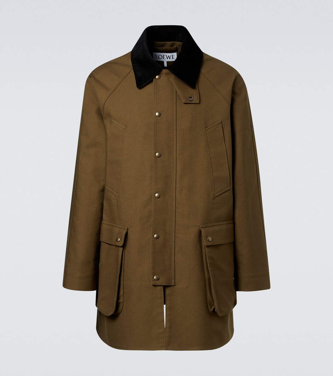 Corduroy-trimmed cotton drill coat | Loewe